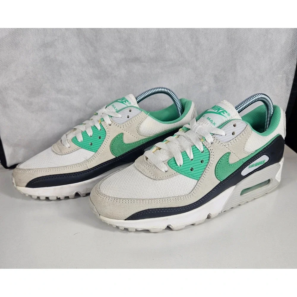 Nike‎ Air Max 90 White Spring Green Anthracite Light Iron Ore Mens 7 Sneakers